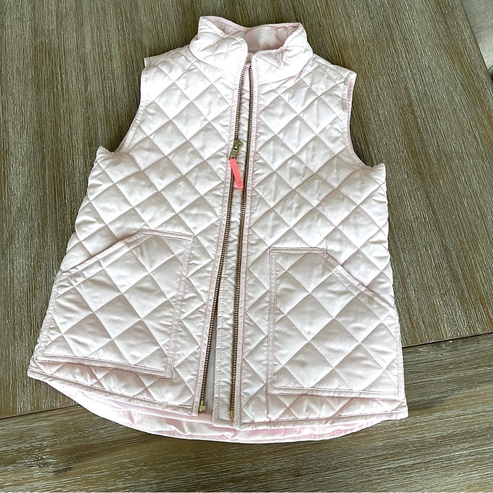 J. Crew Factory girls quilted light-weigh, light pink vest with pockets, sz 4-5